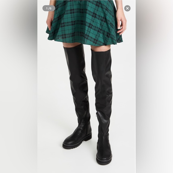 ASTER Shoes - Aster Kandi Black Thigh High Over knee Faux Leather Boots Flat sole NEW size 6